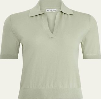 Altuzarra Clay Short-Sleeve Polo Sweater