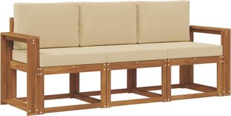 vidaXL Conjunto De Sof&aacute;s De Exterior 3 Uds. Natural Y Beige Vidaxl