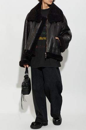 Balenciaga Sheepskin Coat, Mens, Brown