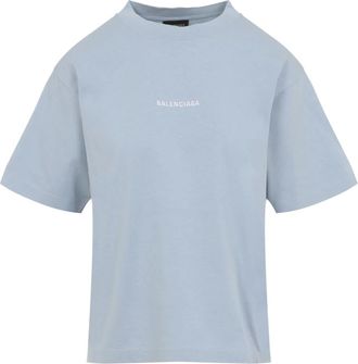 Balenciaga Back T-shirt Medium Fit - Dames - T-shirts - Blauw - XS - Katoen - Tops
