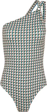 Lenny Niemeyer one-shoulder geometric-print swimsuit - Neutrals