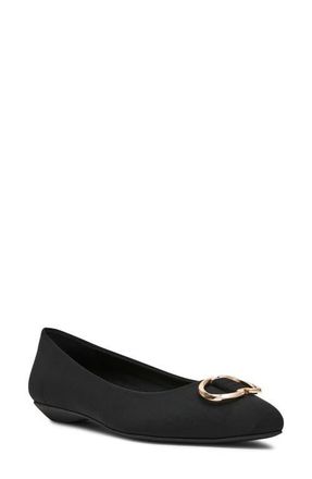 Anne Klein Oswego Pointed Toe Flat in Black Stretch at Nordstrom, Size 8.5