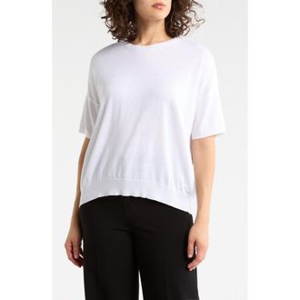 Eileen Fisher Short Sleeve Organic Cotton Blend Sweater in White at Nordstrom Rack, Size Xx-Small