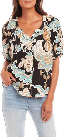 Karen Kane Floral Button-Up Peasant Top in Print at Nordstrom, Size Small
