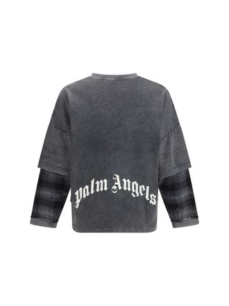 Palm Angels Skull Graphic Double-Layered T-Shirt - Gray