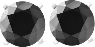 Pompeii3 14k White Gold 1ct Round Cut Black Diamond Studs