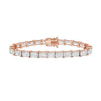 Diana M. Jewels 14kt Rose Gold 21.00cts Lab Grown East-West Radiant Diamond Tennis Bracelet