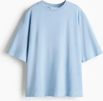 H&M Oversized Baumwoll-T-Shirt - Hellblau