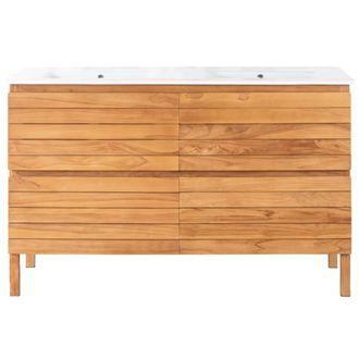 Wanda Collection Mueble ba&ntilde;o de teca maciza y cer&aacute;mica L 140 cm