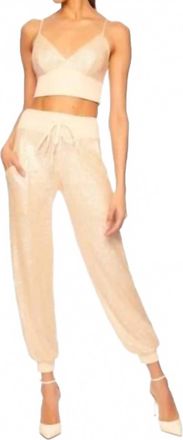Susana Monaco Sequin Jogger Pants In Belgian Creme