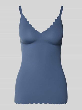 Skiny Skiny Trägertop mit V-Ausschnitt und Wellensaum in Rauchblau, Größe 36