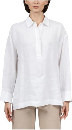 Max Mara Dames, Blouses & Shirts, Wit, Maat: L Linnen