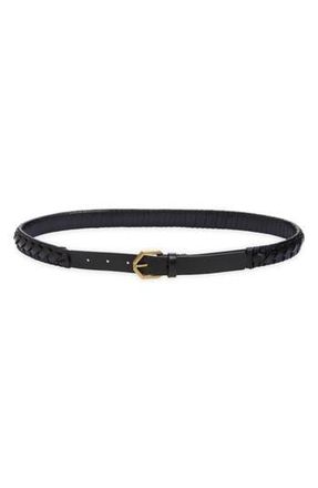 AllSaints Braided Leather Belt in Black /Antique Brass at Nordstrom Rack, Size X-Small