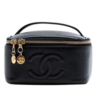 Chanel Pre-owned Handbags, female, Black, Size: ONE SIZE Pre-owned Caviar Leather Vanity Bag