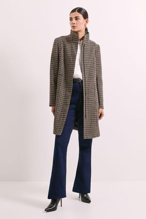 Principles Womens Check Funnel Zip Through Coat - Multicolour - Size 12 UK