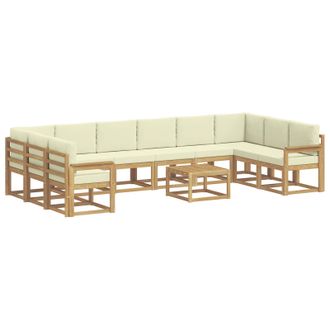 vidaXL Conjunto De Sof&aacute;s De Exterior 11 Uds. Blanco Y Crema Vidaxl