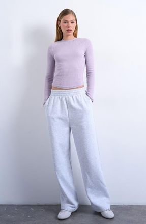 Topshop Long Sleeve Curve Hem Top in Lilac at Nordstrom, Size X-Small