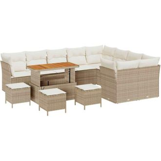 vidaXL Conjunto De Sof&aacute; De Jard&iacute;n Con Coj&iacute;n 13 Pcs Beige Y Crema