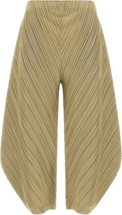 Pleats Please Issey Miyake Beige Polyester Casual Womens Pants