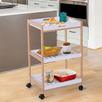 HOMCOM Kitchen Trolley - Bamboo/MDF Board - 74.5H Cm | TJ Hughes