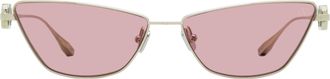Valentino VLS-135 V-Logo Cat-Eye Sunglasses - Silver