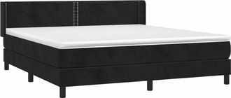 vidaXL Cama Box Spring Con Colch&oacute;n Terciopelo Negro 160x200 Cm Vidaxl