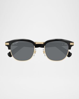 Cartier Men & apos;s Round Two-Tone Sunglasses