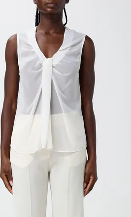 Hanita Sleeveless Draped Polyester Blouse with V-Neck