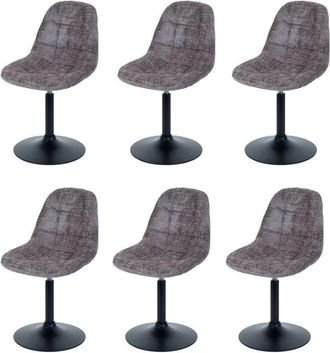 Hhg Hhg - Lote De 6 Silla De Comedor 837, Silla De Cocina Silla Giratoria, Acero Mvg Tela/textil Chenilla (465g/m&sup2;), Marr&oacute;n