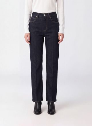 Victoria Beckham Jeans Julia straight fit in denim di cotone a vita media