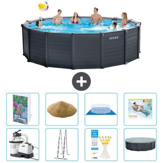 Intex Piscina Graphite Panel Redonda - 478x124 Cm - 9-piezas S545