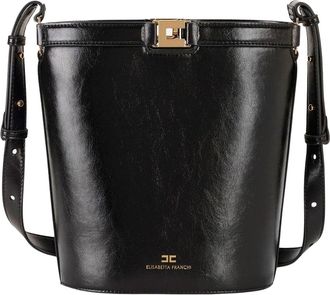 Elisabetta Franchi Bucket-Style Bag With Glossy Naplak Texture And Adjustable Strap