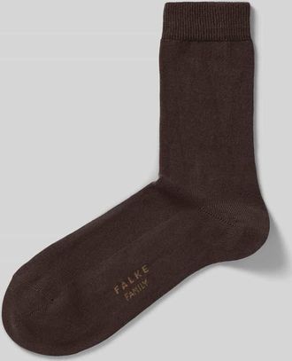 Falke Socken mit Label-Schriftzug Modell FAMILY in Dunkelbraun, Gr&ouml;&szlig;e 35-38