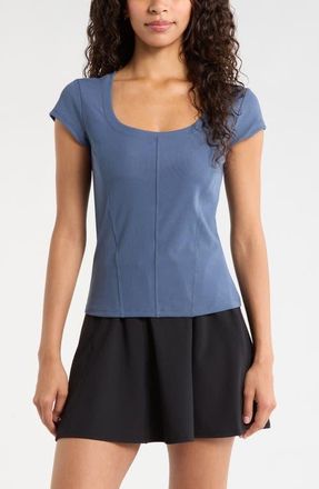 Zella Seamed Rib Top in Blue Vintage at Nordstrom, Size X-Large