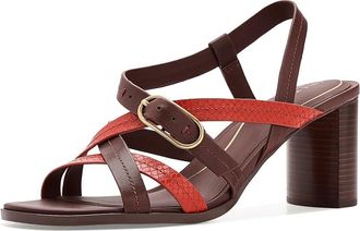 Cole Haan Dillon Heeled Strappy Sandals Womens Sandals Mahogany/Summer Fig Glossy Snake Print Leather : 10.5 B - Medium