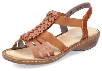 Rieker Riemchensandale RIEKER, Damen, Gr. 36, braun (cognac), Lederimitat, Flechtoptik, unifarben, Schuhe Riemchensandale, Sommerschuh, Sandalette, Keilabsat