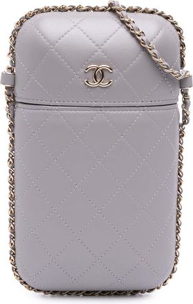 Chanel Pre-owned Womens Quilted Crossbody Bag - Silver Leather - One Size