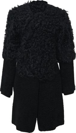 Marni Shearling Fur Coat in Black Wool