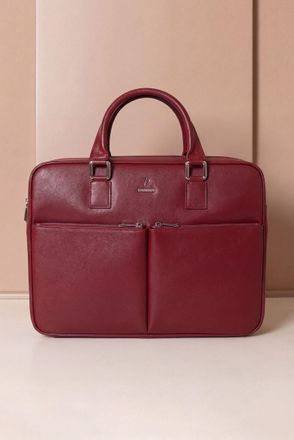D'Arienzo Borsa Ventiquattrore Rossa in pelle di vitello saffiano doppia tasca DArienzo, Seleziona Taglia Unica, Colore Rosso