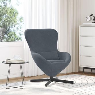 vidaXL Poltrona uovo Grigio scuro Velluto - Vidaxl
