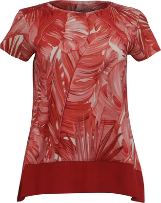 Ferragamo Tropical-Print T-Shirt in Red Cotton