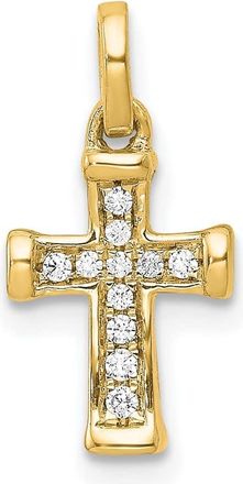 Diamond2Deal 10K Gold Small 1/20ct. Diamond Latin Cross Pendant