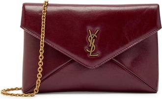 Saint Laurent Envelope Leather Wallet-on-chain - Red - One Size