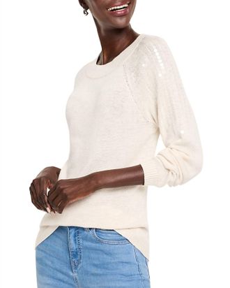 Nic+Zoe Subtle Shine Sweater In Classic Cream