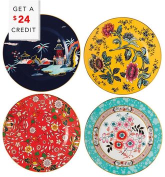 Wedgwood Set Of 4 Wonderlust Pagoda, Camellia, Jewel & Tonquin Plateswith $24 Credit