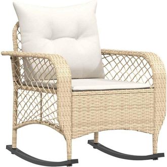vidaXL Vidaxl - Silla mecedora de jardín con cojines ratán sintético beige