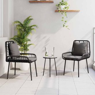 Berkfield Home Garden Dining Set 3 pcs Black & Anthracite Poly Rattan