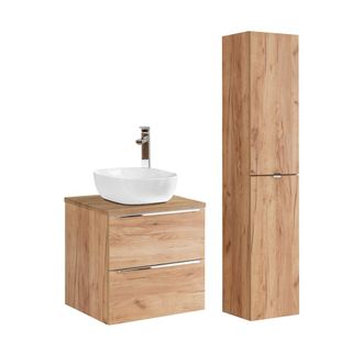 Petits Meubles Set mueble lavabo y columna estratificado marr&oacute;n