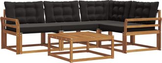 vidaXL Conjunto De Sof&aacute;s De Exterior 5 Uds. Natural Y Negro Vidaxl