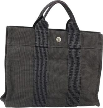 Herm&egrave;s Pre-owned Vintage Canvas Tote Bag - Dames - Vintage Shopper - Grijs - ONE Size - Vintage